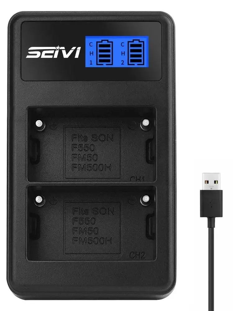  NP-FM50 FM500H NP-F330 NP-F530 NP-F550 NP-F570 및 CN-160 CN-216 CN126 시리즈 및 Atomos Ninja V용 듀얼 USB 충전기