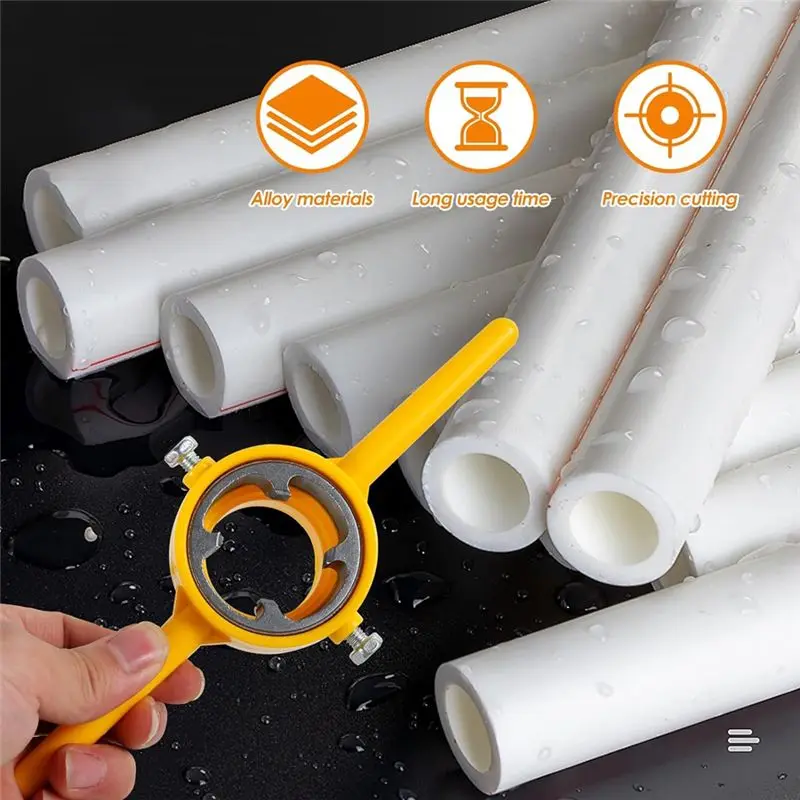 6피스 PVC 나사산 제작 도구, 1/2인치, 3/4인치, 1인치 다이가 있는 PVC 노란색 원형 다이, 재사용 가능한 PVC 파이프 나사산기, 배관용