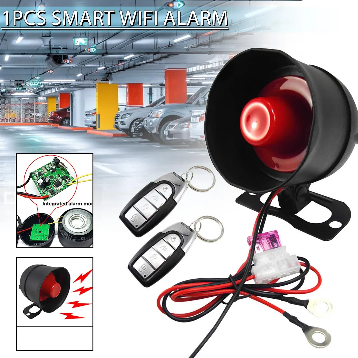 

Автомобильная сигнализация 12 В, звуковая сирена с 2 пультами дистанционного управления, противоугонная односторонняя Автомобильная сигнализация, защита от грабителей