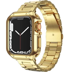 Elegant Stainless Steel Watch Strap with Shockproof Case - 49mm (GOLD)