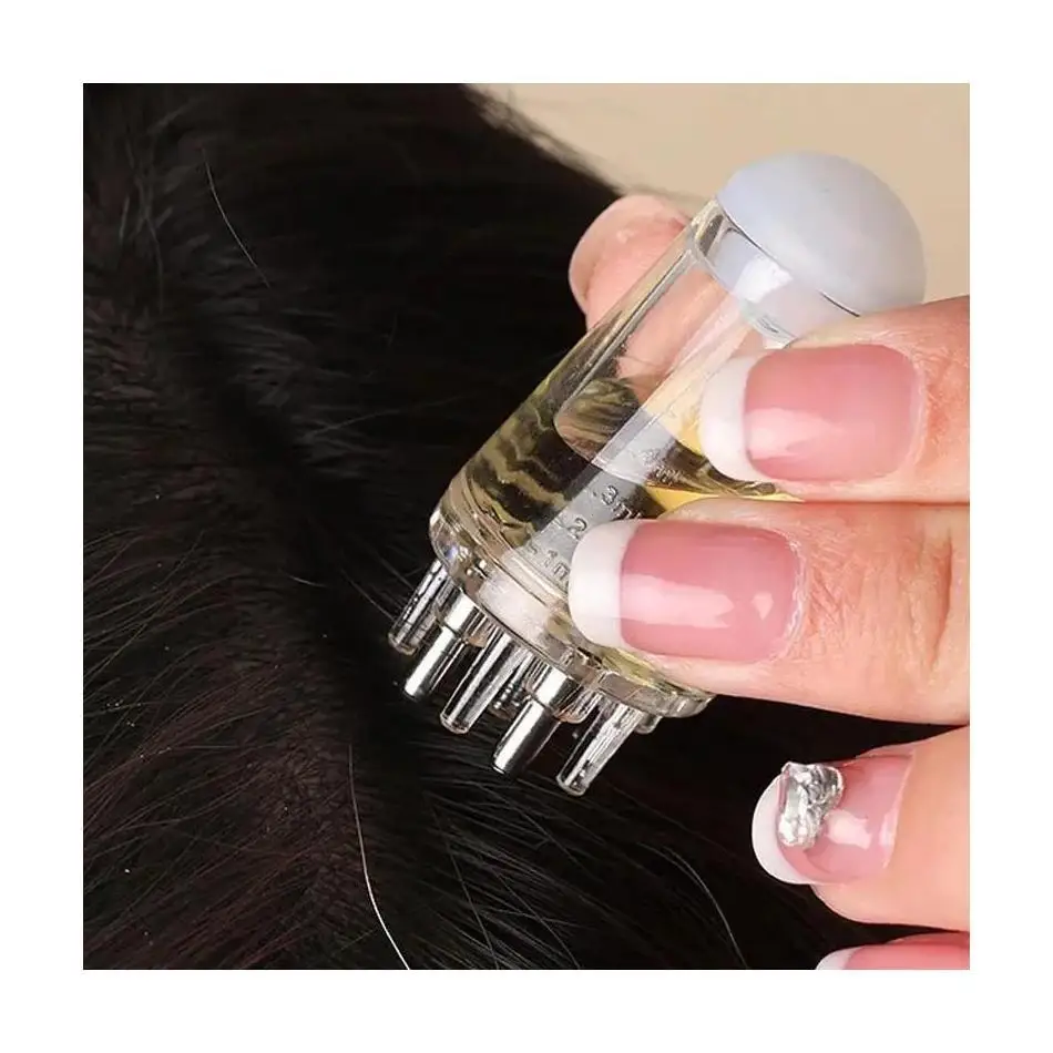 1 Pcs Mini Head Essential Oil Ball Massage Comb Hair Growth Liquid Application Guide Tool Five Needle Scalp Applicator Portable