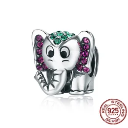 HOT SALE 100% Real 925 Sterling Silver Cute Mini Elephant Beads Charms Fit Original 3mm Bracelets Bangle For Women Jewelry Gift