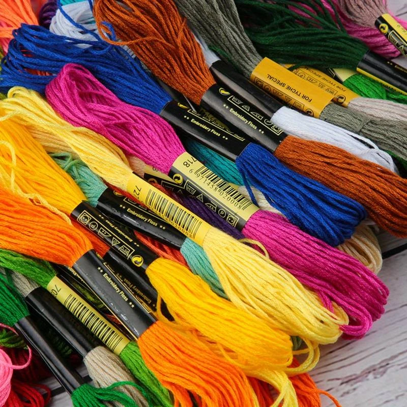 6-strengen bonte borduurgaren polyester kleurrijke gradiënt crewel kruissteek floss regenboog vriendschapsarmband floss