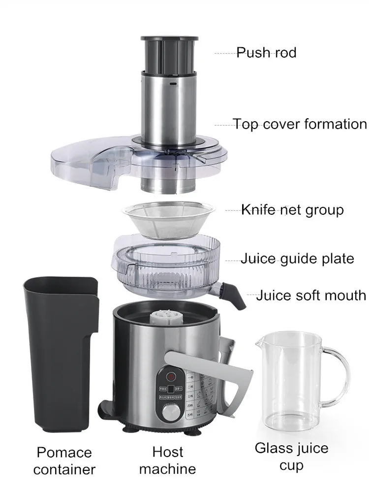 Cold Press Juicer Wide Mouth Juicer Extractor, for Vegetable and Fruit with 5-Speed Setting, High Juice Yield stainless steel 5
