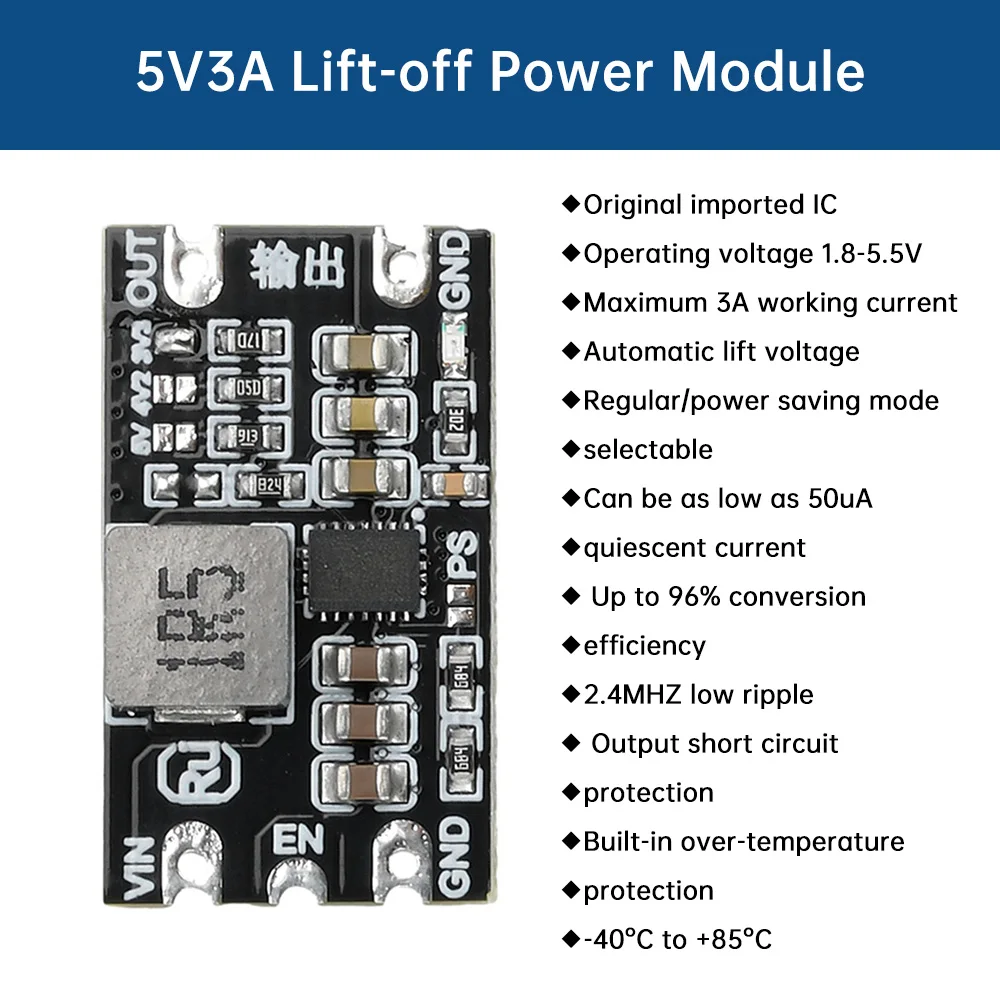 DC-DC 부스트 벅 모듈, 조정 가능한 출력, 낮은 리플 스텝 업, 스텝 다운 정전압 모듈, 1.8-5.5V 3.3V, 4.2V,  5V, 3A-Freehip.co.kr