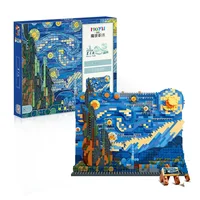 Creative Art Van Gogh Paintings The Starry Night MOC The Great Wave of Kanagawa Micro Building Blocks Education Toys Kids Gifts 6