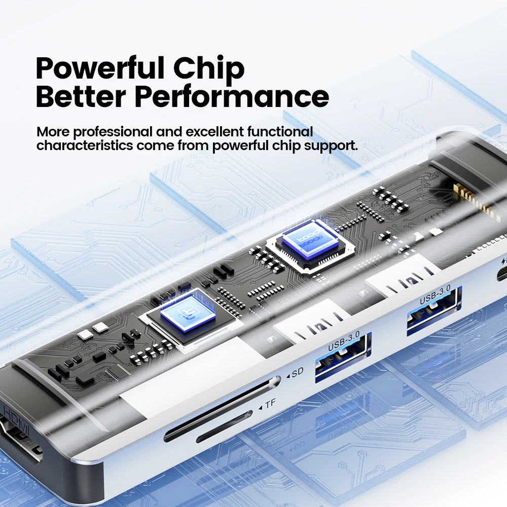 Toocki USB 6 In 1 HUB PD 100W Quick Charger Type C HUB Docking Station For Macbook Huawei Samsung 6 Ports Powered Splitter Exten