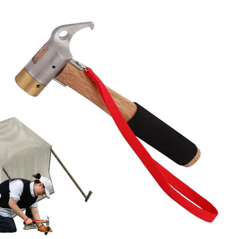 

Outdoor Camping Hammer Wooden Handle Stake Hammer Impact-Resistant Tent Peg Supplies For Outdoor Camping Homework And Roofer's
