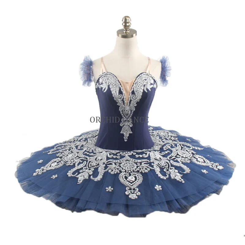 

Professional High Quality Manual Customization Custom Size Kids Girls Adult Women Performance Wear Dark Blue White Ballet Tutu