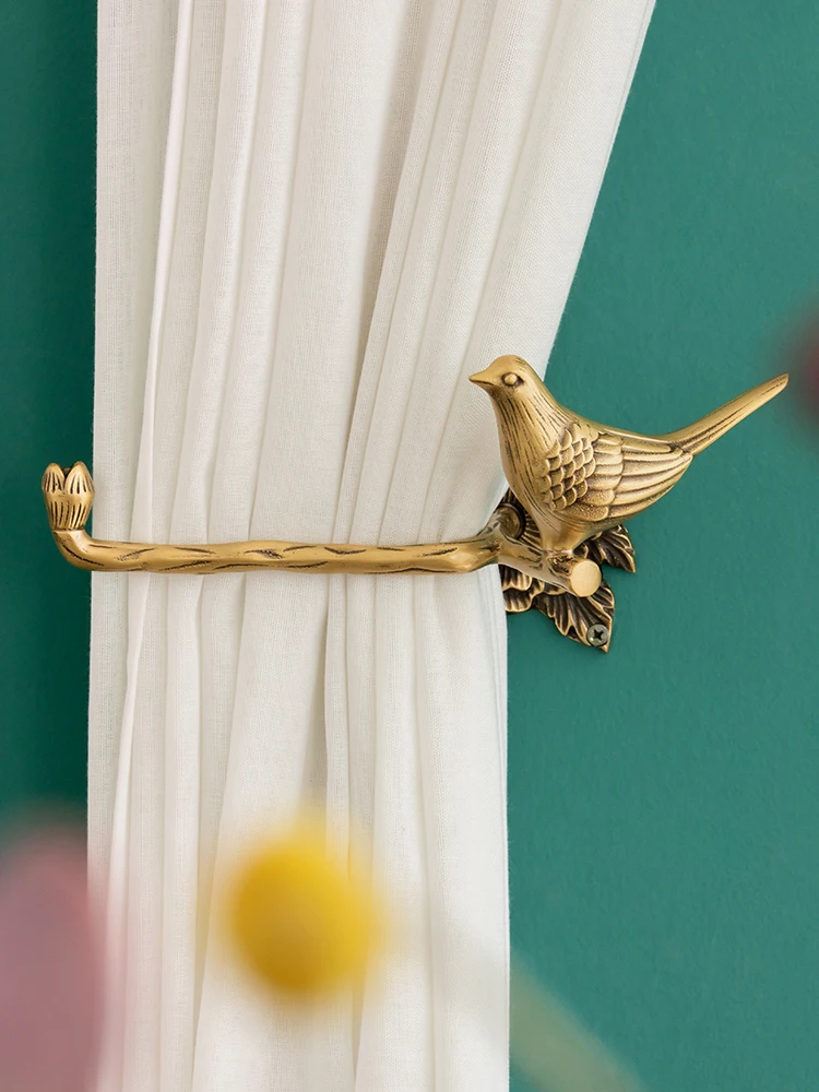 European style antique light luxury decoration hook living room bedroom curtain buckle brass wall hanging fixed curtain hook 3
