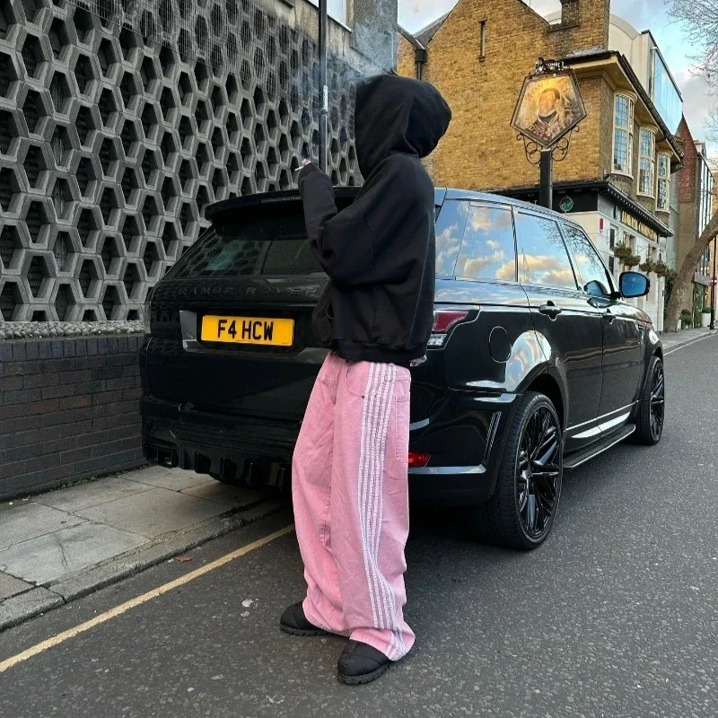 Y2K High Quality Vintage Jeans Harajuku Striped Embroidered Baggy Jeans Goth Men Women Hip Hop Streetwear Casual Wide Leg Pants 6