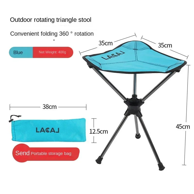 Portable Outdoor Leisure Folding Small Mazar Super Light Aluminum Alloy Rotating Triangle Fishing Camping Bench Chair