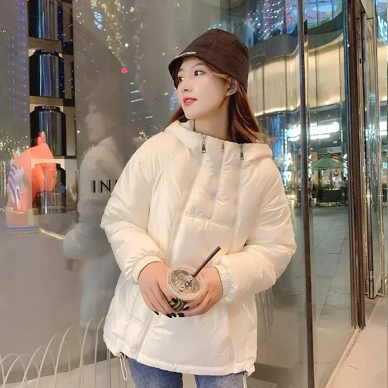 

Женская свободная куртка-пуховик с капюшоном на молнии, хлопковая верхняя одежда высокого качества, повседневные зимние парки с длинным рукавом