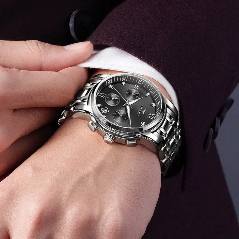 Luxurious Gold Luminous Quartz Watch - Multifunctional Business Edition