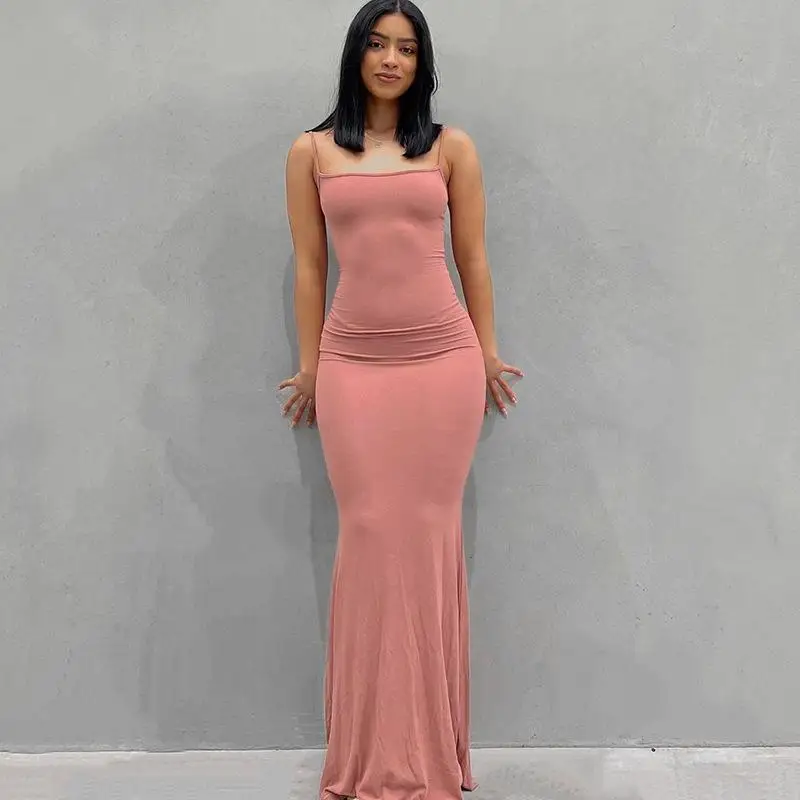 

Satin Slip Sleeveless Backless Maxi Dress Women 2022 Summer Bodycon Elegant Sexy Outfits Ladies Birthday Party Club Sundress