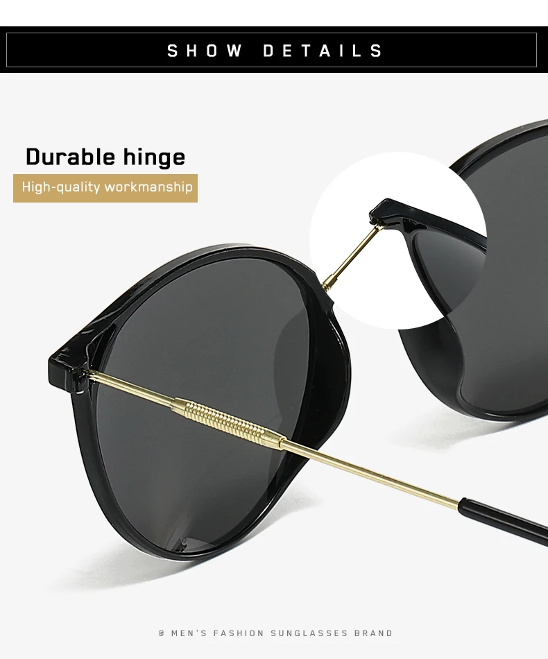 Vintage Trend Runde Metall-Sonnenbrillen für Damen und Herren Retro Klassische Luxus-Sonnenbrillen Angeln Camping Unisex Brillen UV400 – Detail 5