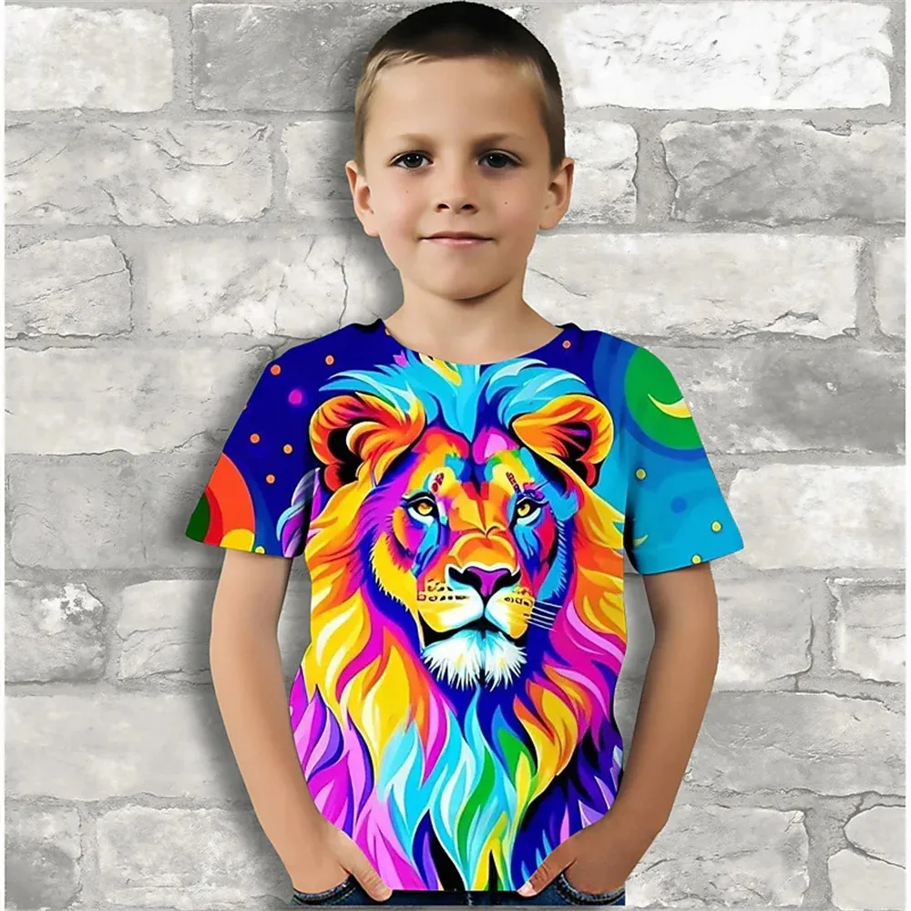 

Boys Clothes 3D Color Lion One Piece Tshirts for Children Animals Top for Kids Girl from 9 to 12 Years Teens Print Funny T-Shirt