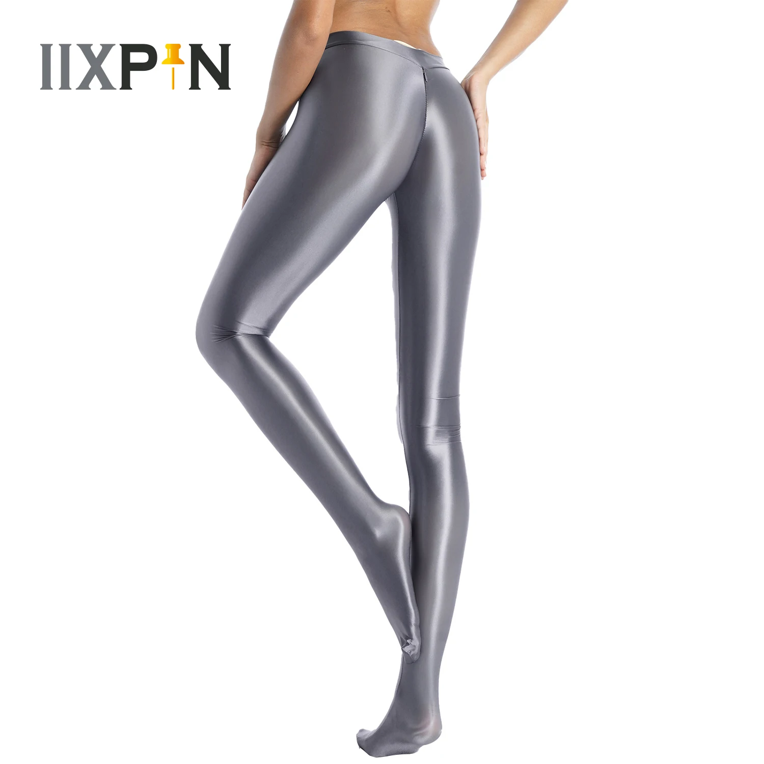 Women's Shiny Satin Spandex Leggings High Glossy Opaque Nylon Tricot Yoga  Pants