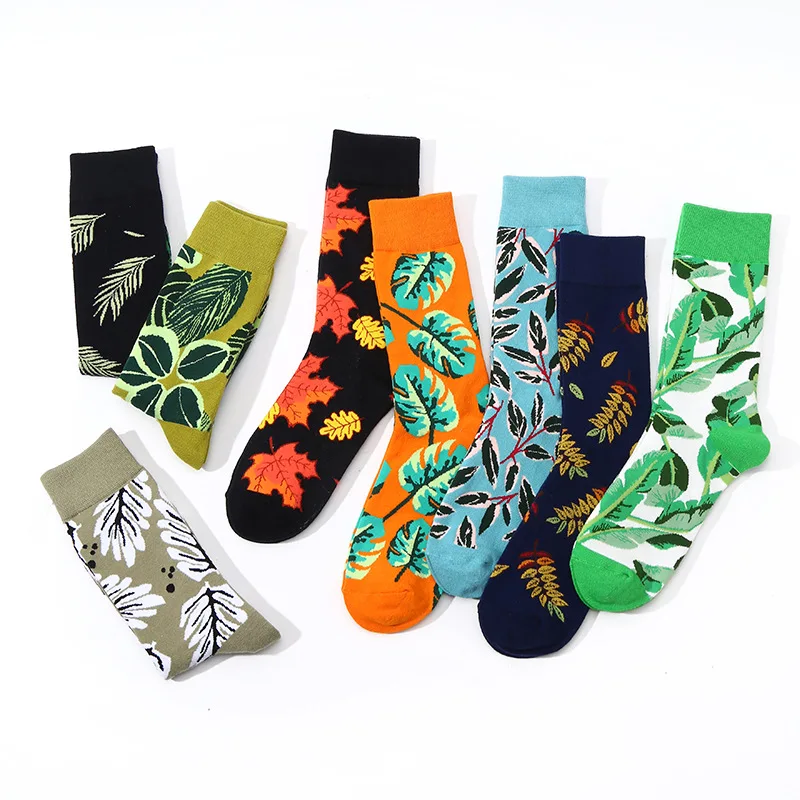 Chaussettes mi-tube en coton pour hommes, série de peinture à l'huile, météo, fruits, cuir chevelu, marée, marque, mode, printemps, automne