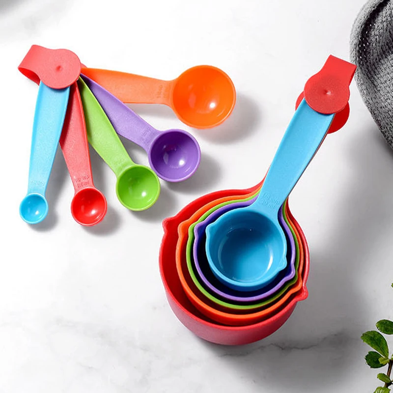 10pcs/set Measuring Spoons Colorful Plastic Measure Spoon/cup Kitchen Super  Useful Sugar Cake Baking Tools Spoon Measuring Cup