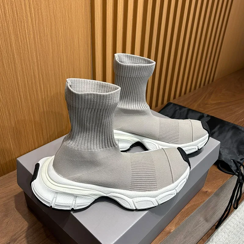 

Высокие кроссовки-носки, ботинки с толстым носком, эластичная вязаная Легкая удобная спортивная обувь, женская повседневная обувь на весну и осень