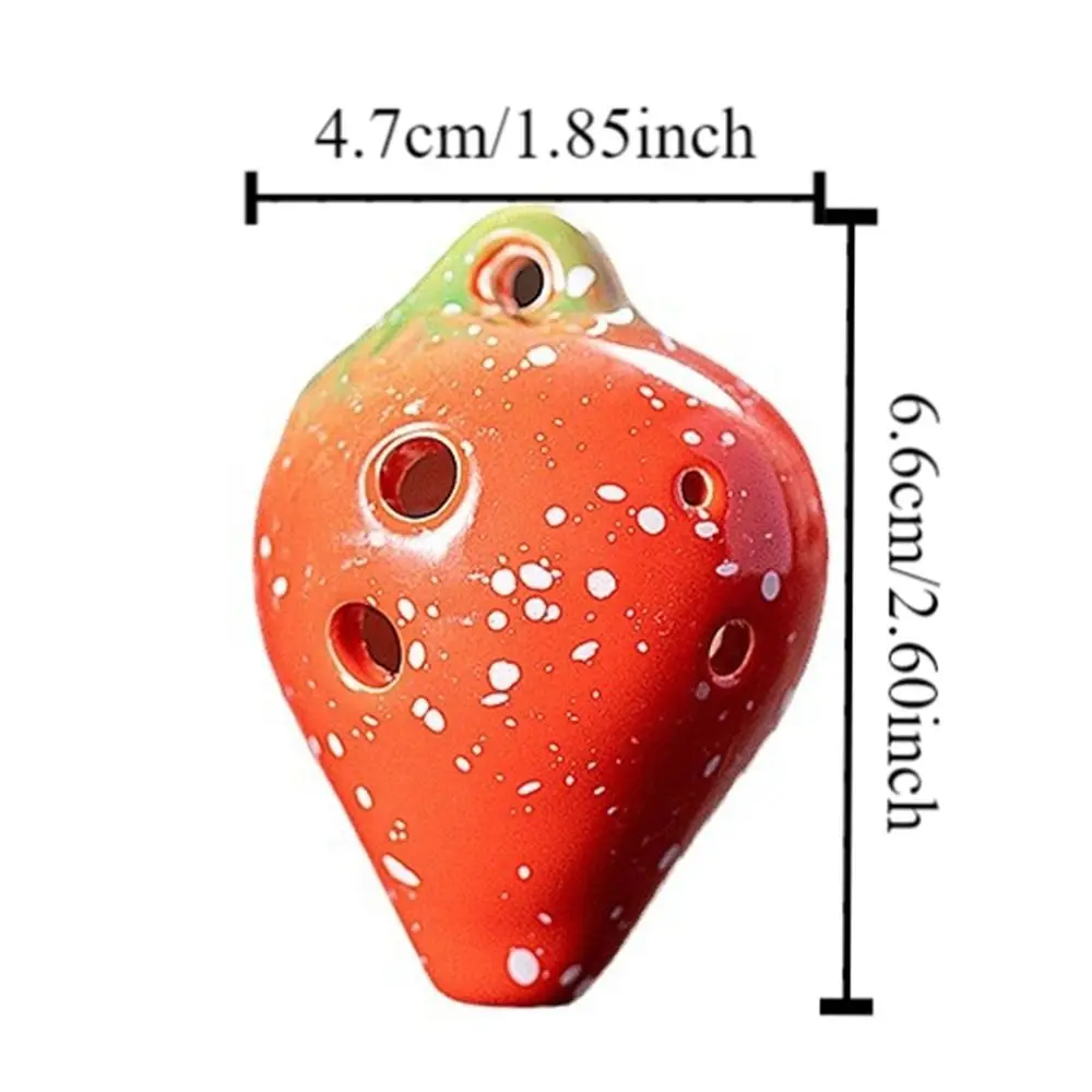 Cute Strawberry Shaped Ocarina C Tone Creative 6 Holes Ceramic Ocarina Gradient Color Portable Kids Musical Instruments Toy