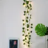 2M Artificial Maple Leaf Vine Hanging Green Leaves Vine with 20LED String Light Plastic Maple Leaves Vine Fake Plant for Wall 6