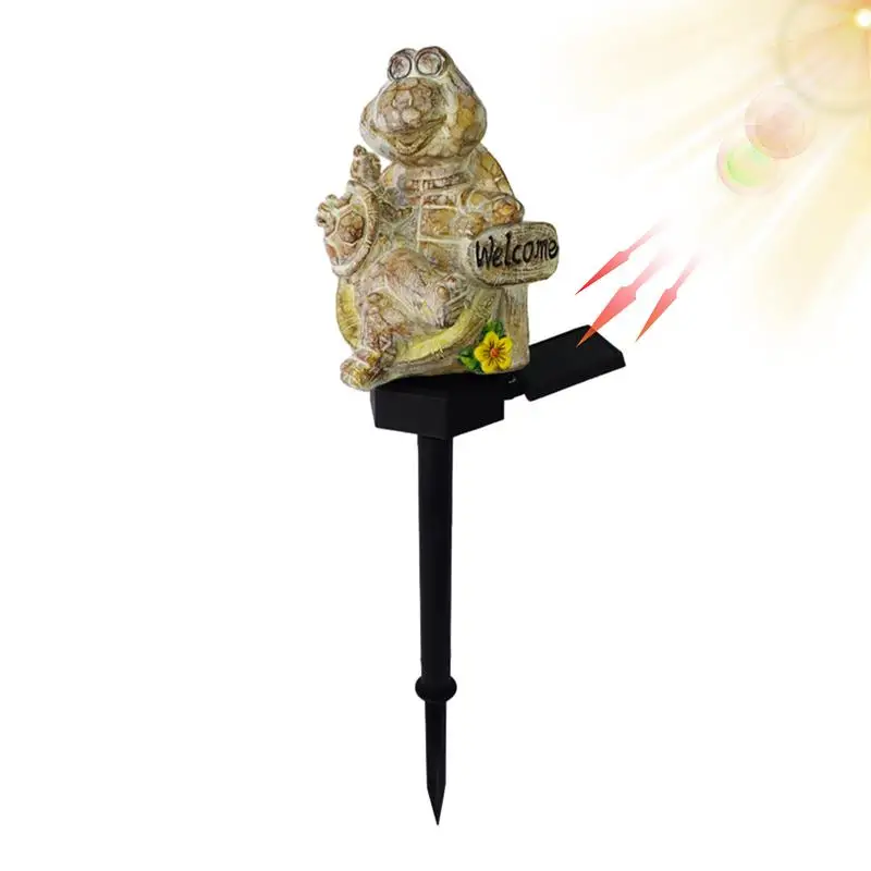 

Decorative Solar Stake Lights Engraved Turtle Design Ground Stake Lights Waterproof Solar Landscape Lights Resin Garden Decor