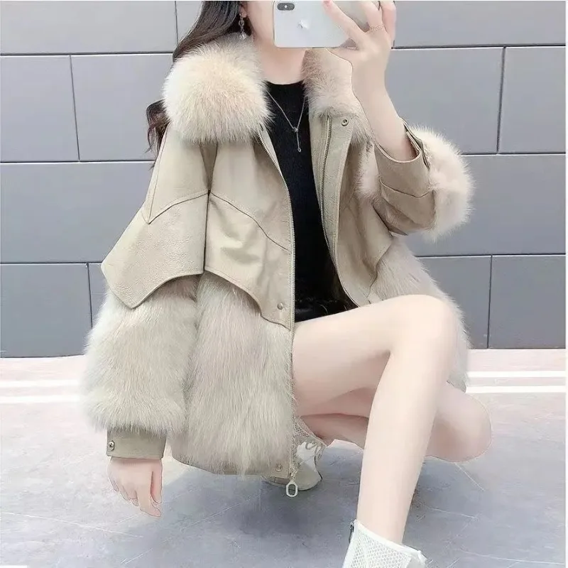 

2024 Thicken Loose Faux Fur Coats Winter Warm Zipper Fly Feminina Elegant Imitate Mink Women Korean Fashion Chaquetas N125