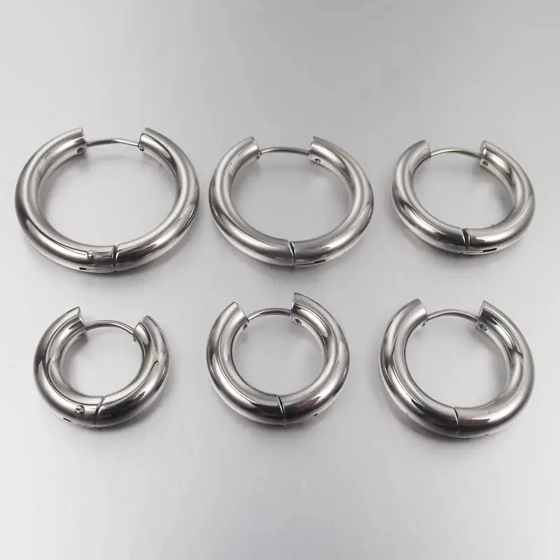 2 Pieces 4mm thickness Stainless Steel Earring Cute Big Crude Circle Earring Hoop Earrings Huggie Jewelry Men Women