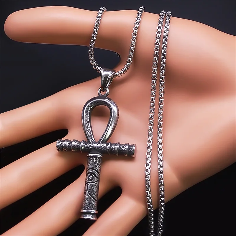 Egyptian Ankh Cross Key of Life Necklace for Men Stainless