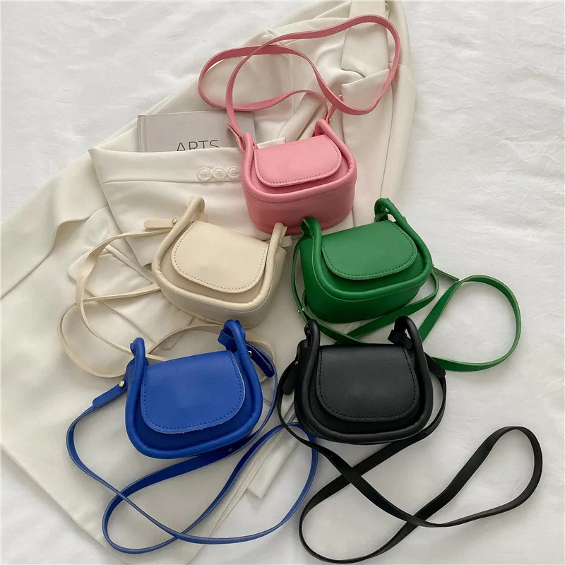

Small Saddle Bag Lipstick Coin Money Pouch Card Holder Candy Color Fashion PU Leather Mini Crossbody Bag Shoulder Bags for Women