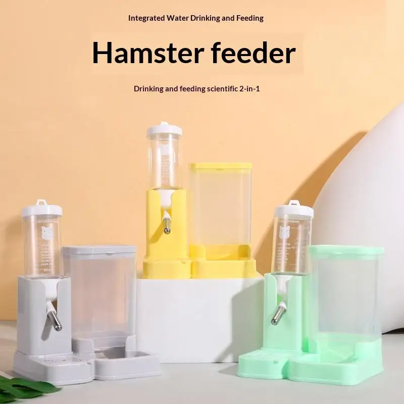 ♥2-in-1 Hamster Feeder and Water Bottle | Integrated Food & Water Dispenser for Small Pets (Multiple Colors)