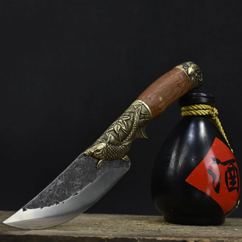 

Hand Forged 7Cr17 Kitchen Boning Knife Stainless Steel 5" Chef Meat Cleaver Peeling Butcher Cutting Camping Knife