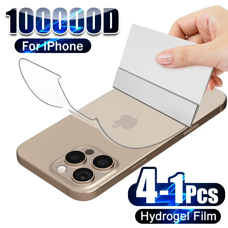4-1Pcs Back Hydrogel Film For iPhone 16 15 17 Pro Max 13 14 12 11 XS XR 7 8 Plus Soft Clear Screen Protector Phone Accessories 1