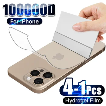 4-1Pcs Back Hydrogel Film For iPhone 16 15 17 Pro Max 13 14 12 11 XS XR 7 8 Plus Soft Clear Screen Protector Phone Accessories 1