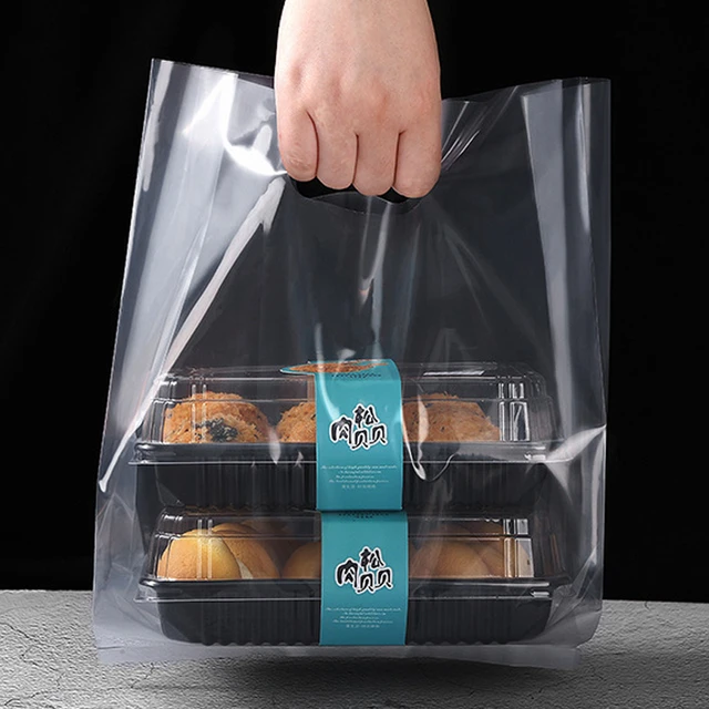 50pcs/pack Thickened Baking Packaging Bag, Small Fresh Dessert Bread Carry  Out Bags