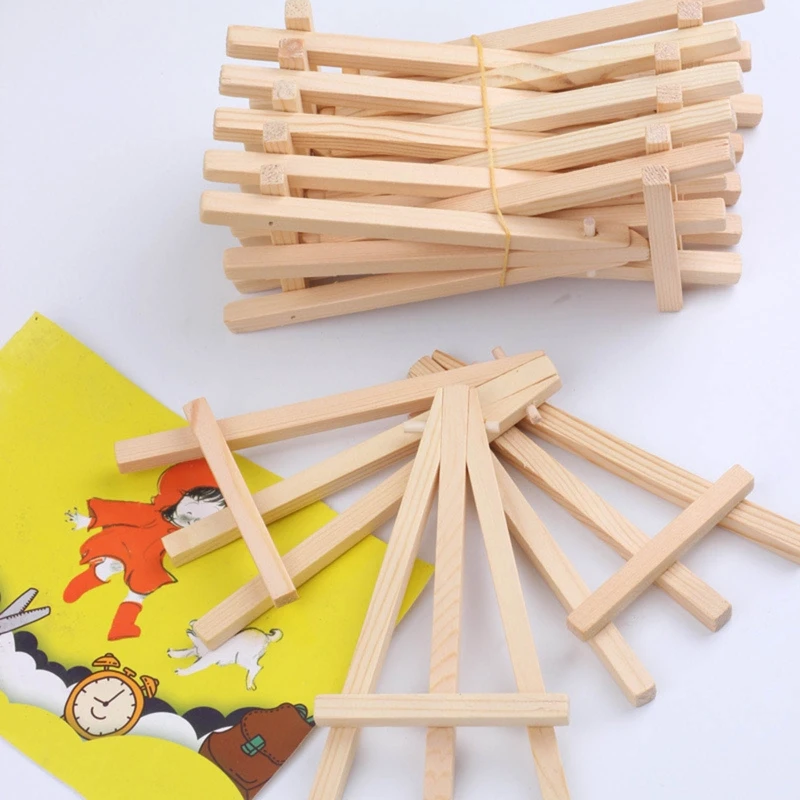 10Pieces Artist Easels Desk Wooden Tripod Painting Display Holder Photo Stand Art Supplies for Kid Student Art Painting - 3