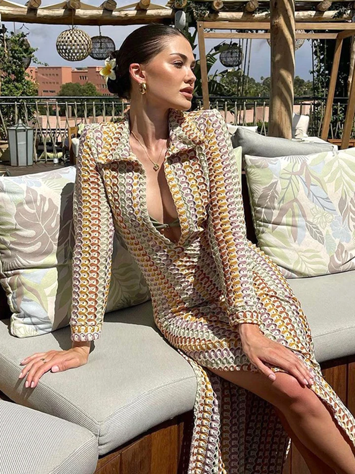 Abitino Estivo In Maglia All'Uncinetto Per Donna, Modello Aderente Con Scollo All'Americana E Schiena Scoperta, Copricostume Da Spiaggia Sexy