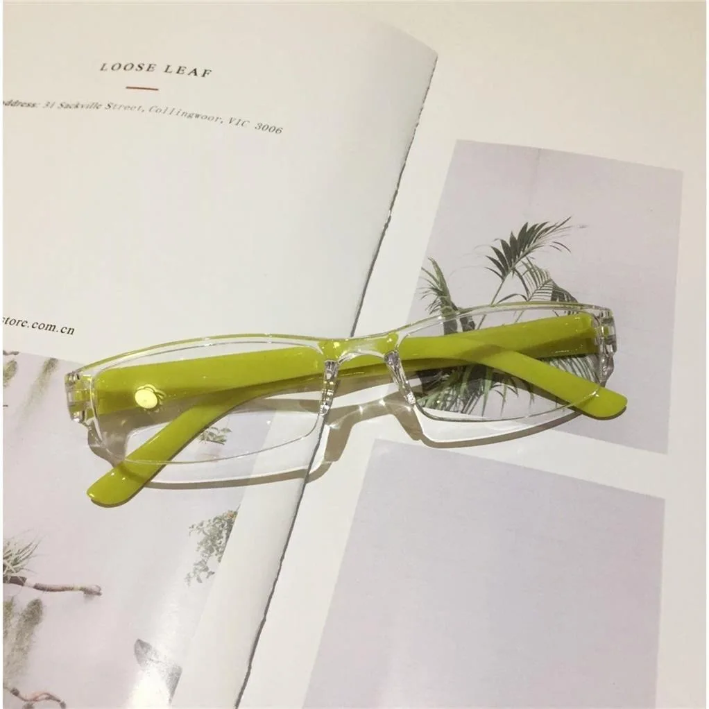 Ultralight Transparent Resin Lens Plastic Colorful Red Leg Mirror Eyewear Reading Glasses Men Women Rimless Presbyopic Glasses