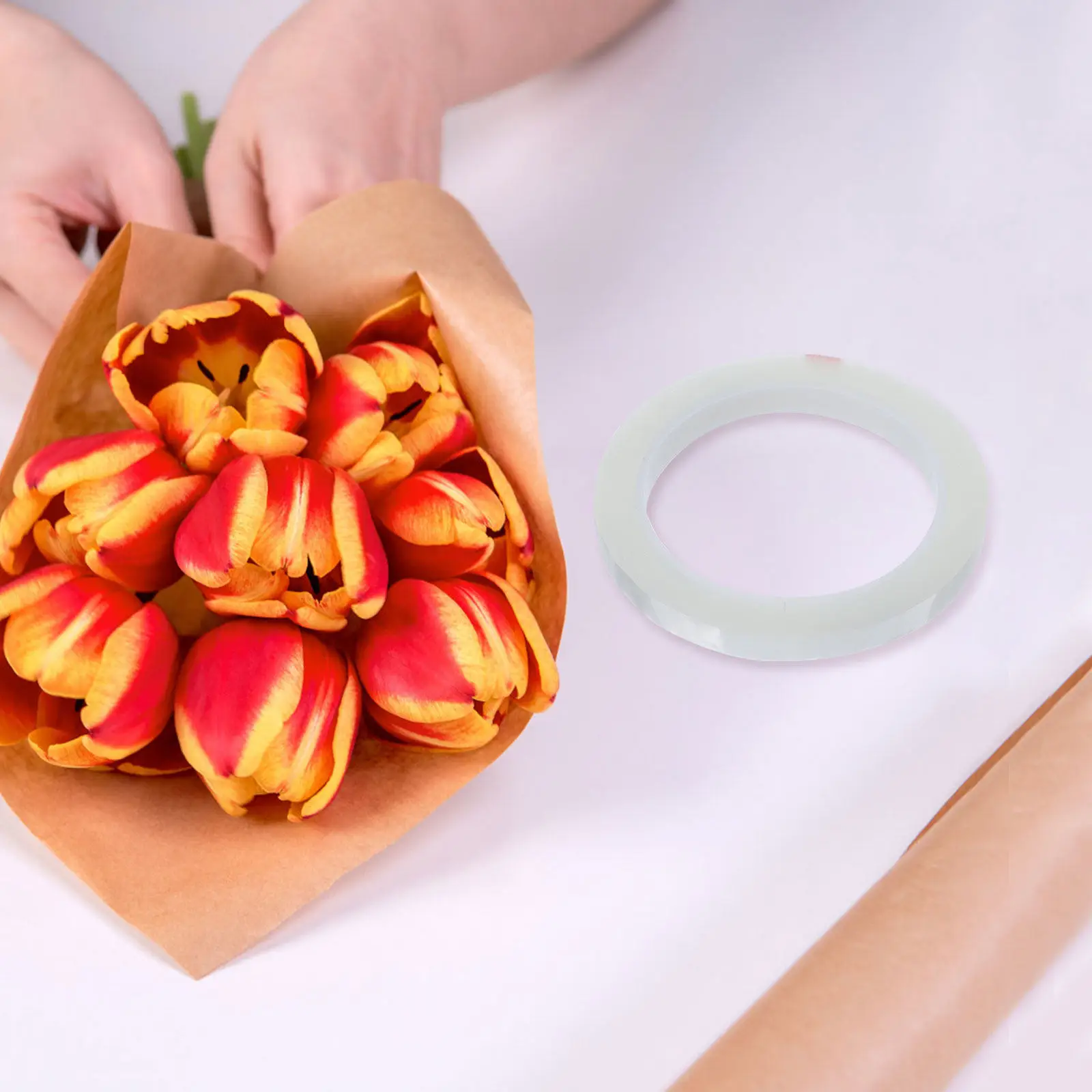6 롤 투명 꽃 테이프 꽃다발 줄기 포장용 투명 신축성 꽃 테이프 웨딩 DIY 공예 꽃꽂이 도구