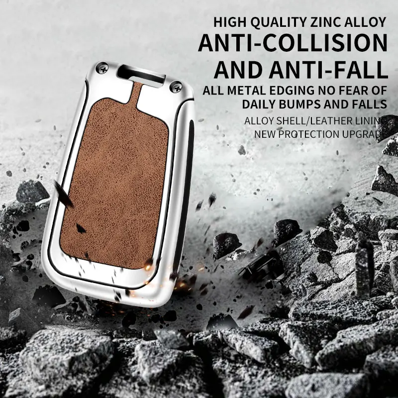 Alloy Leather Car Key Case Cover For VW Volkswagen Golf 7 MK7 Tiguan MK2 Seat Ateca Leon FR 2 Ibiza Skoda Octavia Kodiaq