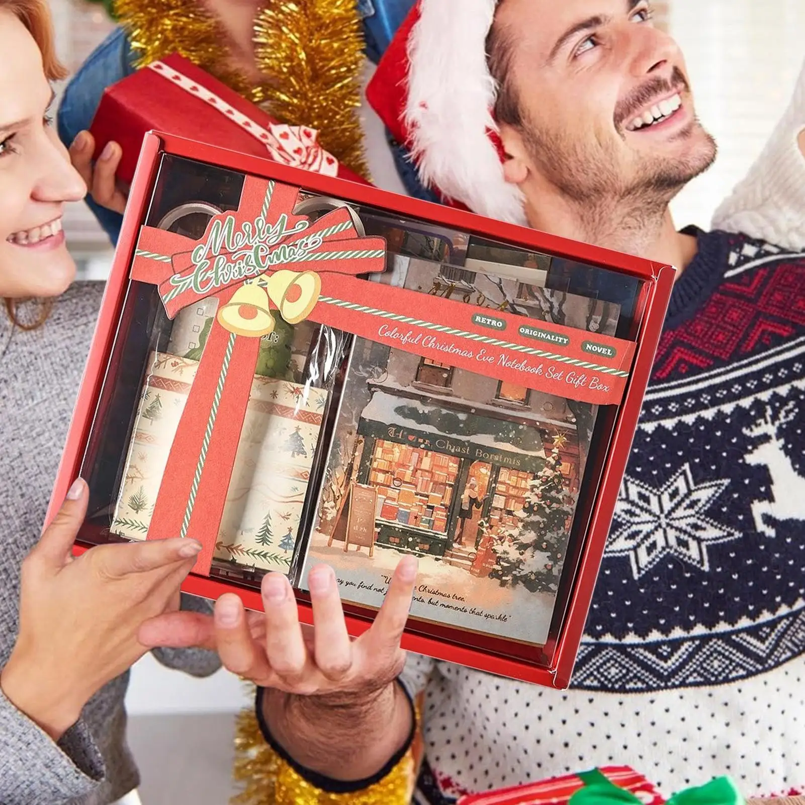 Christmas Stickers for Crafts with Notebook Christmas Theme Stickers with Sticky Notes Holiday Decals Kit for Decoration Diary