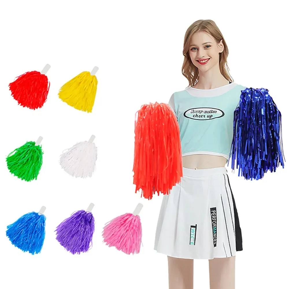 1PC PP Flat Handle Cheerleading Pom Poms Sports Meets Matte Cheerleading Cheering Ball Festivals Parties Club Sport Supplies