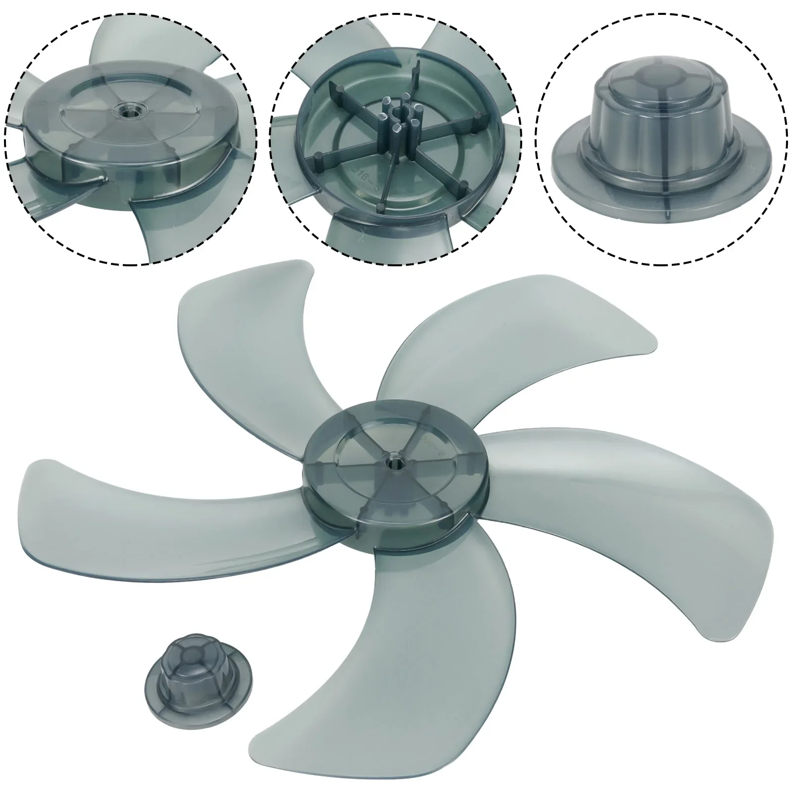 Lâmina Plástica do Ventilador com Tampa da Porca para o Suportedo Agregado Familiar Ventiladores Eretos Tabela Cinco Folhas 16 Fãs
