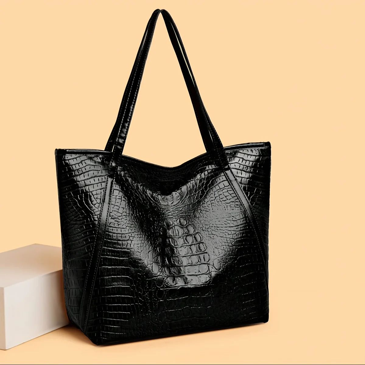Stylish Women's Tote Bag, Retro Crocodile Pattern Handbag