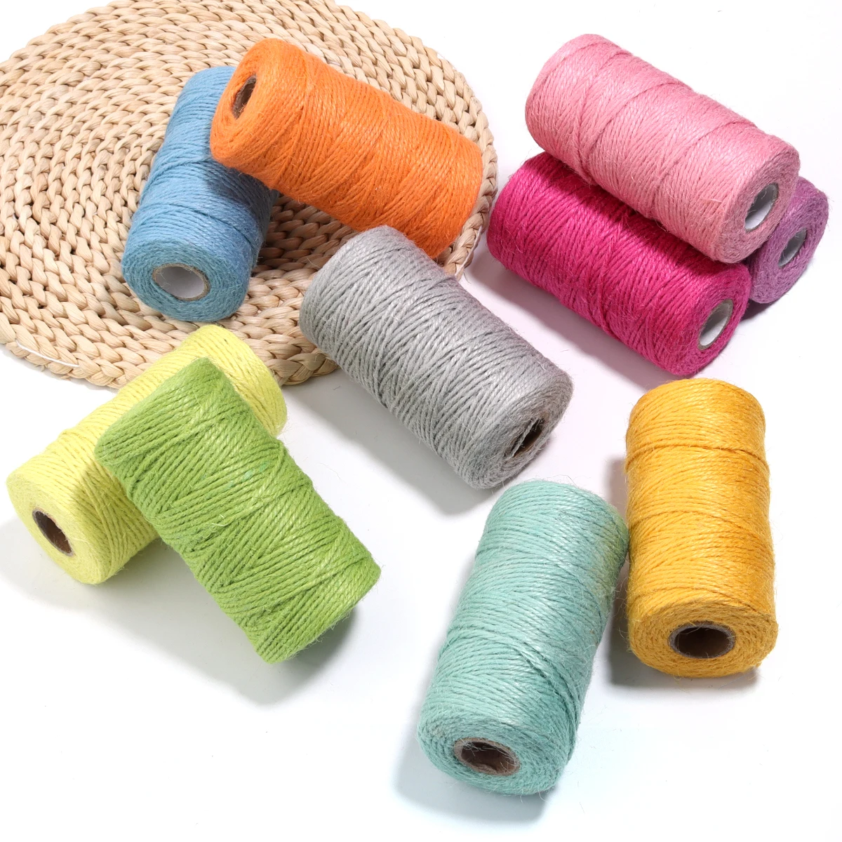 Color Jute Twine Braided Burlap Strings Hemp Cords 100M/roll For DIY Wedding Party Home Decoration Wrapping Handmade Supplies