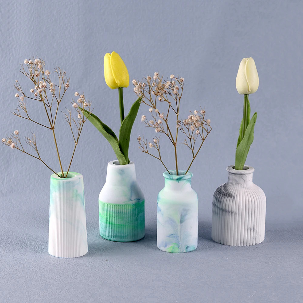 Concrete Vase Silicone Mold DIY Flower Pot Craft Ornaments Making Plaster Epoxy Resin Casting Home Decor Handmade Gifts