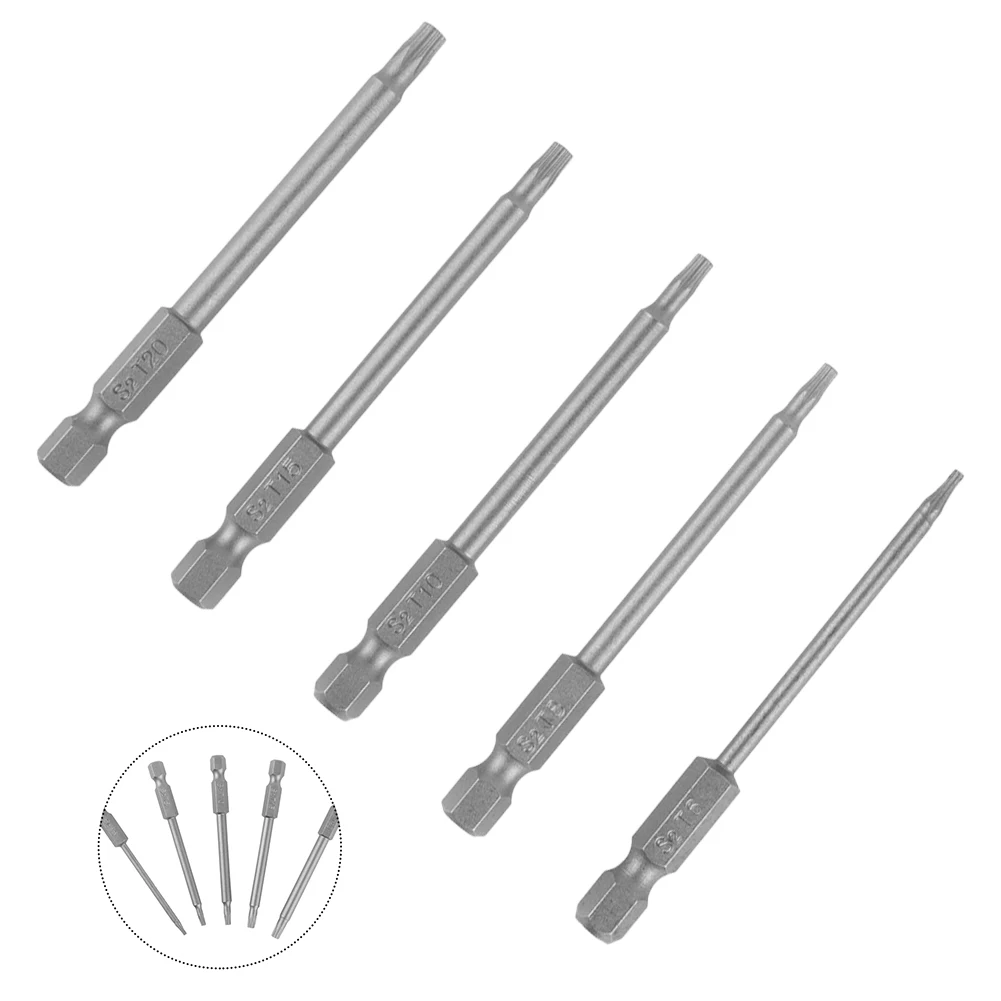 

Магнитная отвертка Torx битовое электрическое сверло Grey T6 T8 T10 T15 T20 6,35 мм (1/4 дюйма) 75 мм/2,95 дюйма, легированная сталь