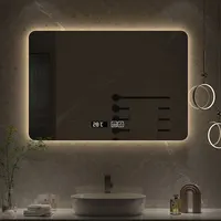 60x80CM Square Smart Hotel Bedroom Defogging Decorative Mirror LED Bathroom Mirror 3 Color Adjustable Backlight 1